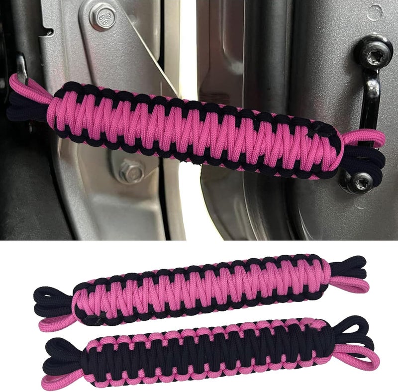 KIXILO Door Limiting Straps for 1987-2023 Wrangler CJ YJ TJ JK JL & Gladiator JT Truck Retractable High Toughness Swing Limiter Replacement Parts 2 Pack (Black/Pink) - Image 2
